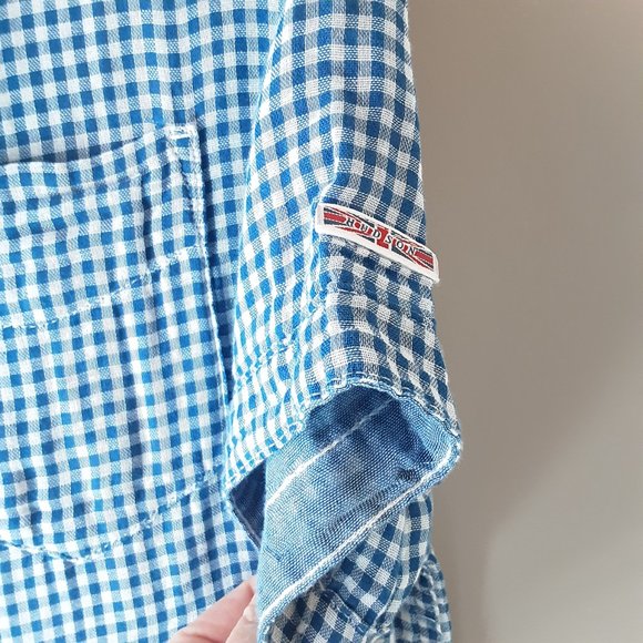 Hudson's Men's New! Saint Blue & White Checked Short Sleeve Button Shirt, Sm - Picture 6 of 16